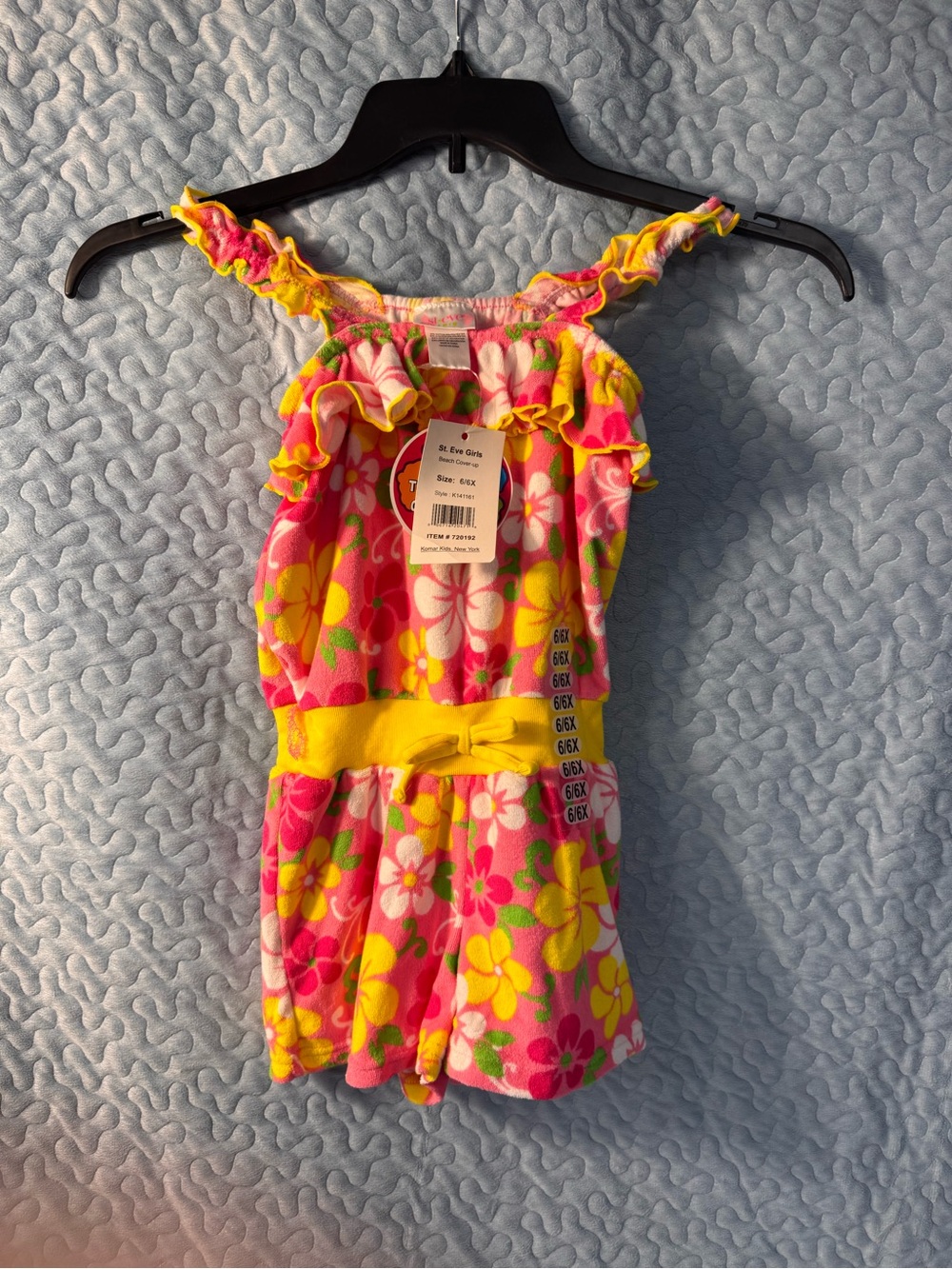 Girls' Pink & Yellow Floral Swim Coverup Romper